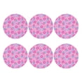 thumbnail image 2 of Pofeuu Pink Donuts Print Leather Coasters Set of 6, Round Cups Mugs Mat Pad for Home Kitchen Heat Resistant Drink Coasters,Round Shape, 2 of 7