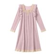 thumbnail image 3 of Aofany Women's Nightgown Solid Color Nightgown Sleep Dress Sleepwear Casual Plus Size Loose Long Sleeved Square Collar Home Nightgown, 3 of 7