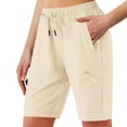 thumbnail image 2 of Running Shorts for Women Quick Dry Hiking Cargo Shorts Lightweight Stretch Active Golf Athletic Short Zipper Pockets Khaki XL, 2 of 5