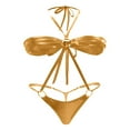 thumbnail image 5 of Gubotare Maillot de Bain une Pièce à Volants Imprimé pour Femmes, Doré S, 5 of 5