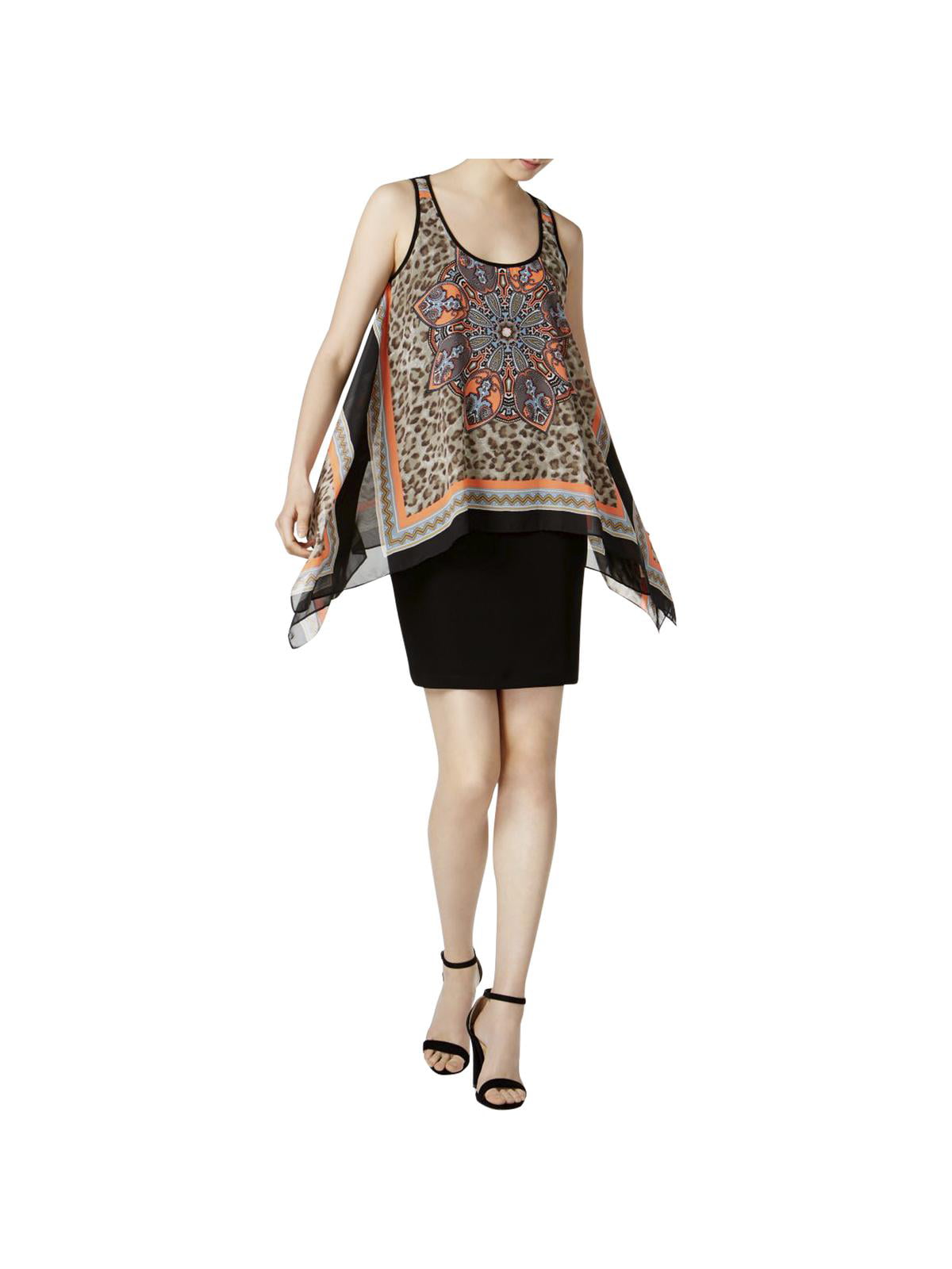 S.L Fashions Womens Geo-Printed Blouson Dress 