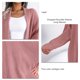 thumbnail image 5 of Cárdigan de punto para mujer, abrigo de punto, color puro, informal, solapa holgada, largo, cárdigan de punto, chaqueta, rosa, S, 5 of 6