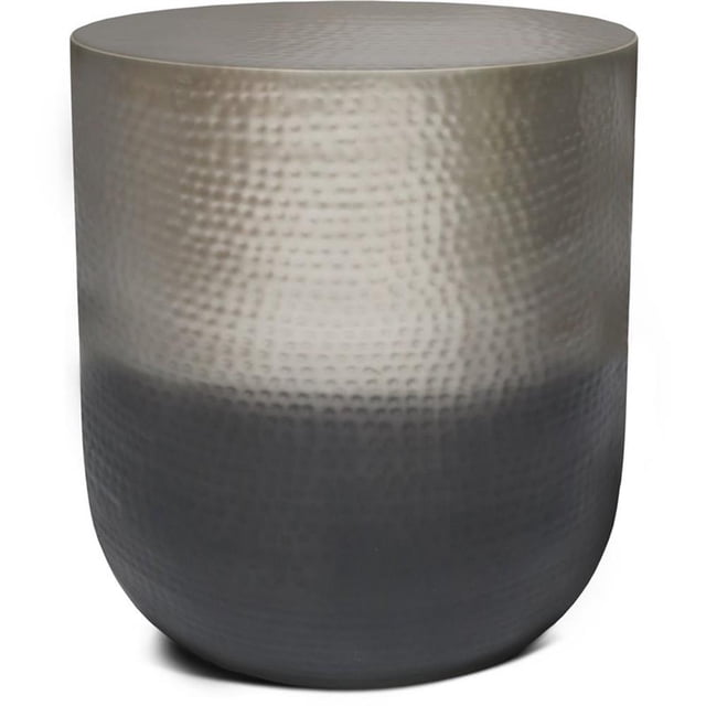 Allora Contemporary 19" Metal Side Table in Silver Ombre