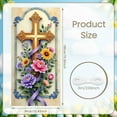 thumbnail image 2 of Ornate Pattern Gold Cross Banner Purple Ribbon Floral Cross Display Colorful Flowers Sunflower Religious Backdrop for Church Events Baptism Ceremonies Christian Gatherings, 2 of 8