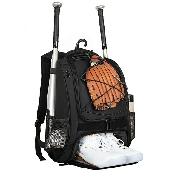 Baseball Equipment Backpack with Bat Holders, Large Capacity Sports Gear Bag with Shoe Compartment, Multi-Purpose Training Backpack for Baseball, Softball, Lacrosse Equipment 13.4 x 7.5 x 18.5 Inches