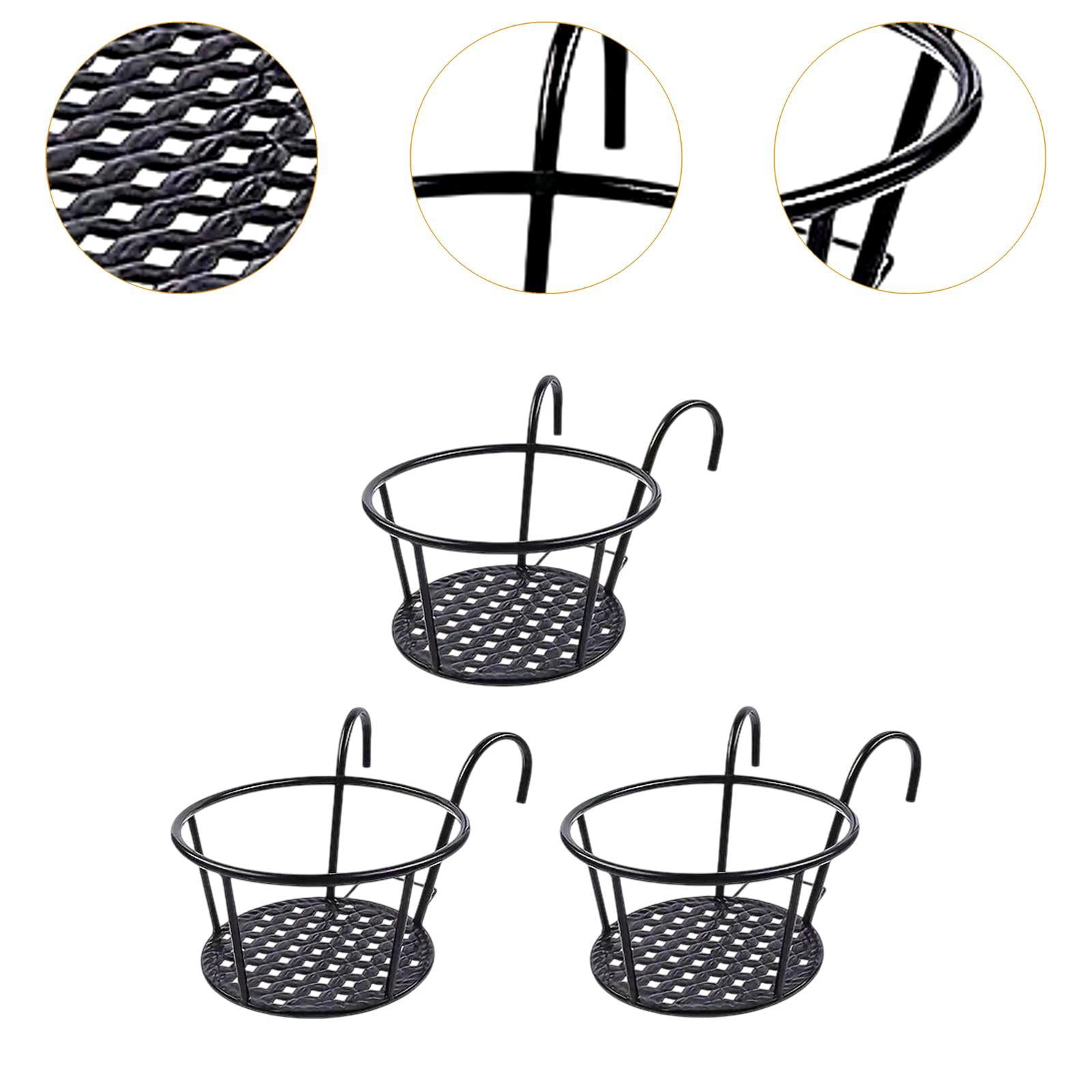 simhoa 3x Hanging Planter Basket Above The Rail Flower Pot Holder Around Hanging Railing Planters for Window Courtyard Outdoors in The Interior Outdoors Black