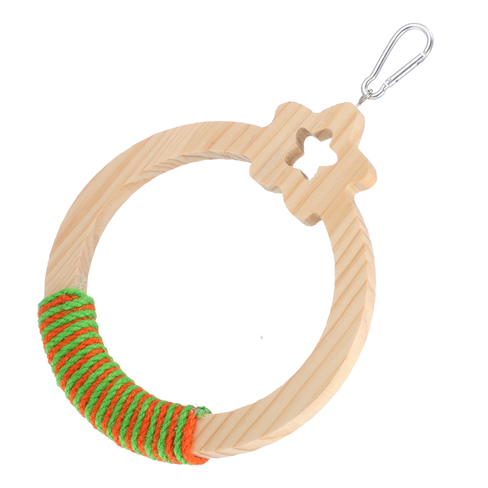 LOLIPPYY Wood Bird Swing with Rope for Parrot Engagement and Cage Decoration in Khaki