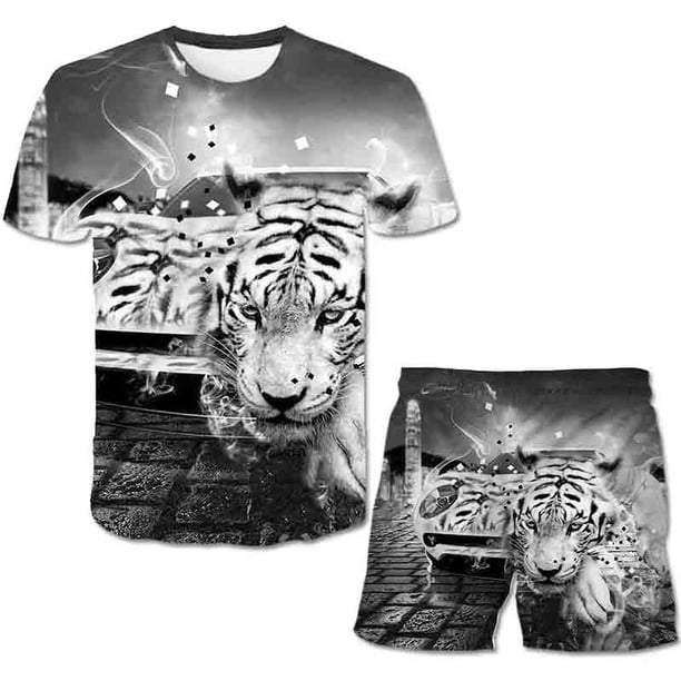 Conjuntos de ropa de tigre para niños y niñas, camisetas bonitas de verano, pantalones cortos de 1 a 14 años, 2 uds. De ropa, trajes de moda informal para niños, trajes 12M Gao Jinjia LED