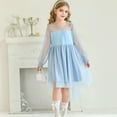 thumbnail image 5 of Gubotare Toddler Tulle Dress Girls Long Sleeve Basic Skater Dress and A Line Swing School Party Dress (Sky Blue,Size 5-6 Years), 5 of 9