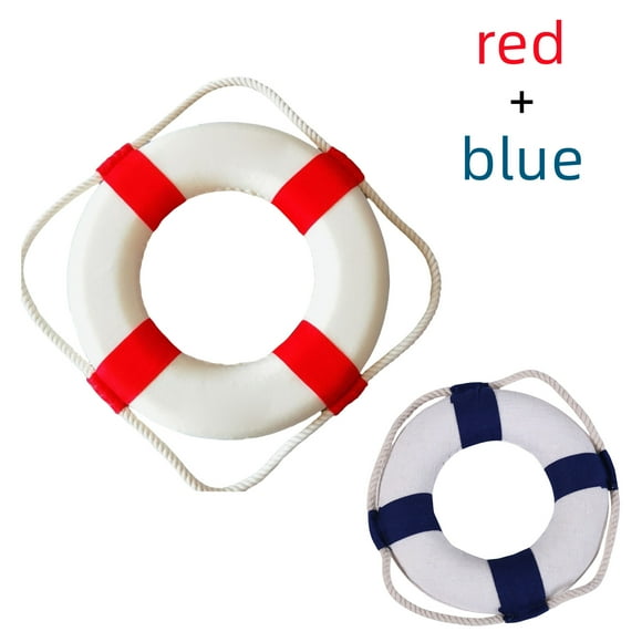 Bouée de Sécurité pour Piscine - Anneaux en Mousse pour Décoration Murale de Piscine, Décoration Méditerranéenne (14cm/5.51 Po-Rouge+bleu)