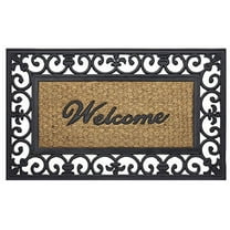 Park Avenue Collection Wrought Iron Rubber Mat Fleur De Lis - 18x30