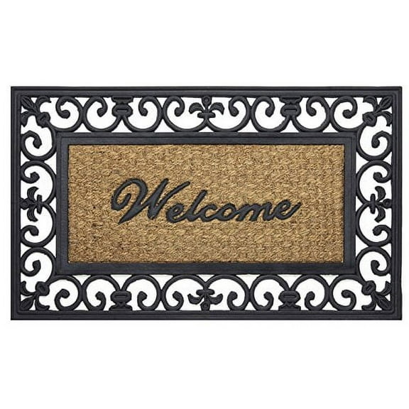 Park Avenue Collection Wrought Iron Rubber Mat Fleur De Lis - 18x30