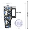 thumbnail image 2 of 40oz Pioneer Flower Floral Print Pattern Insulated Tumbler with Handle, BPA-Free Leak Proof Lid and Straws, Double Wall Vacuum, Hot 12h/Cold 34h, 2 of 6