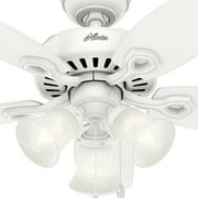Hunter 42 inch Indoor Ceiling Fan with LED Lights - White Ceiling Fan with Pull Chain, For Bedroom or Living Room, Standard Mount, No Remote, 5 Blades, Includes Bulbs - Builder 52105, Snow White