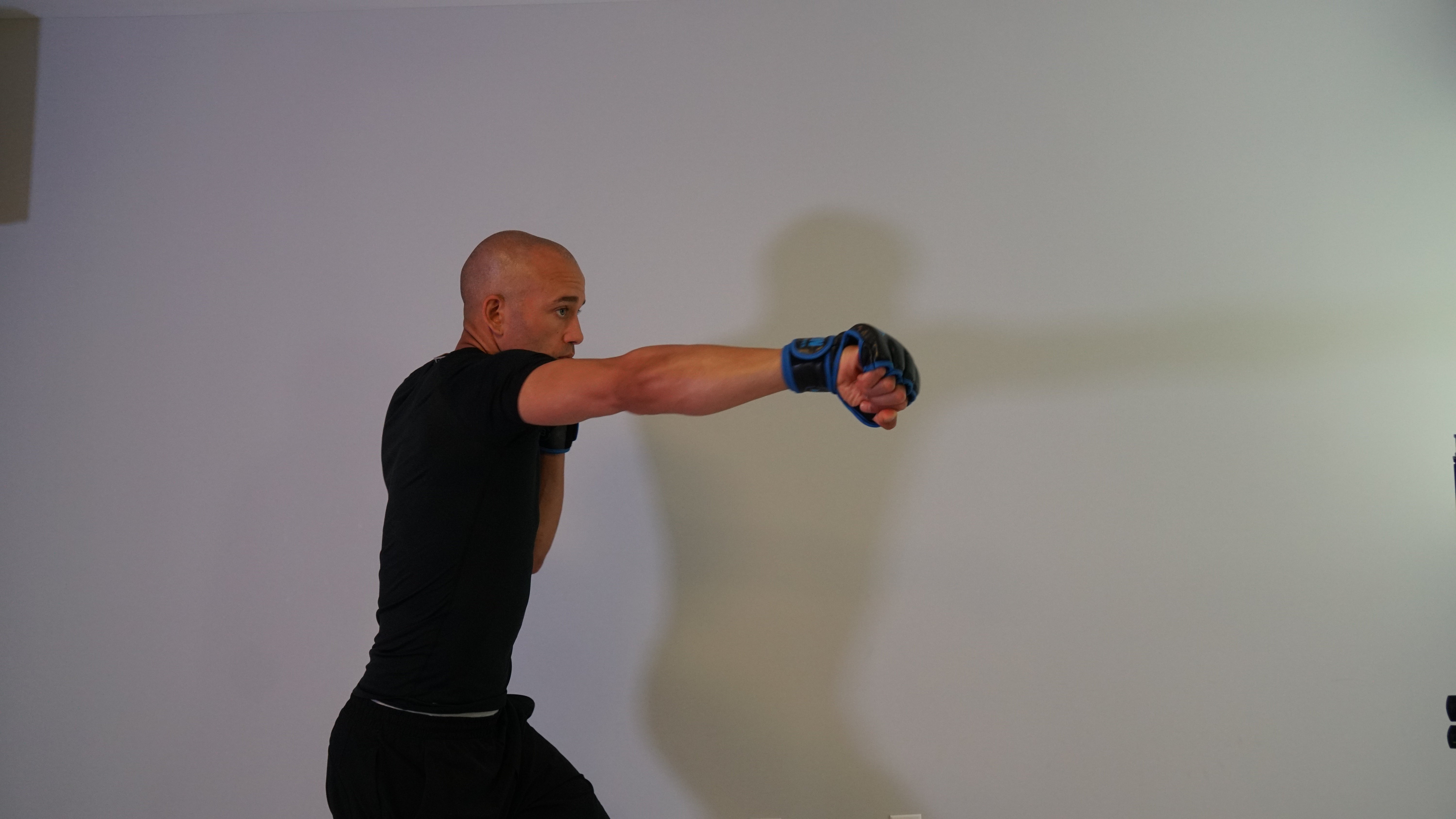 Nate Bower Fitness Weighted Shadow Boxing Gloves – MMA-Inspired, Open-Hand Design for Unisex Mobility - Shadow Boxing Workouts Gloves - Large 12oz -Blue