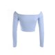 thumbnail image 5 of TRKIYQC, Top corto con hombros descubiertos, camiseta de manga larga de verano para mujer, camiseta con cuello de pico, camiseta elegante para fiesta y discoteca, ropa de calle para mujer TRKIYQC moderno, 5 of 9