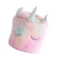 thumbnail image 4 of 1 unidad de caja de pañuelos de felpa redonda de unicornio, contenedor de pañuelos de papel suave para el restaurante del hotel en casa, 4 of 5