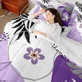 thumbnail image 4 of Homewish Teens Purple Flower Leaves 7-Piece Twin Bedding Sets,Vintage Aesthetic Bedding Comforter Set,Minimalist Mid Century Breathable Sheet Sets,Microfiber Bedroom Decor,Reversible, 4 of 8