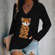 thumbnail image 2 of Camiseta de manga larga suelta con cuello en V y estampado informal a la moda para mujer Pompotops  gfhjh21047, 2 of 4