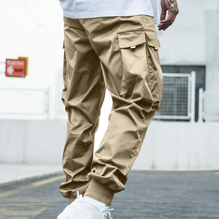 CTPDG Solid Color Cargo Joggers Men Baggy Casual Athletic CTPDG Solid Color Cargo Joggers Men Baggy Casual Athletic