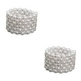 thumbnail image 1 of Thinsony Femmes Chic Perle Strass Stretch Bracelet Mariage Bal pour Mariée Blanc 6 Rangée 2Set, 1 of 6