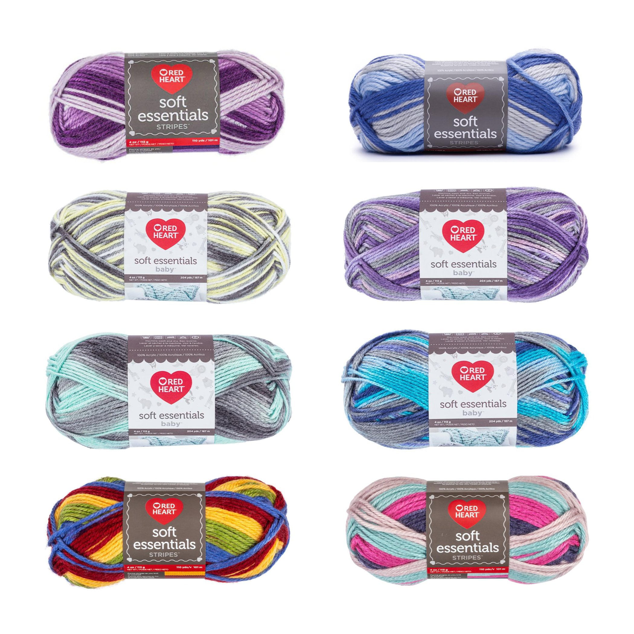2Ct Red Heart 4 Oz Soft Essentials Mixed Blue Stripe 100/% Acrylic Yarn L 626713A