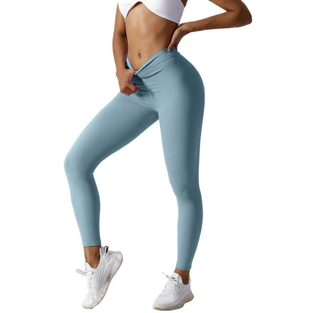Leggings elásticos Minnieouse Push Up para mujeres Fitness mallas de gimnasio Gris Lago azul S