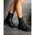 thumbnail image 4 of Forever Link Jalen-88 Black Round Toe Military Lace up Combat Boots (Black, 7.5), 4 of 4