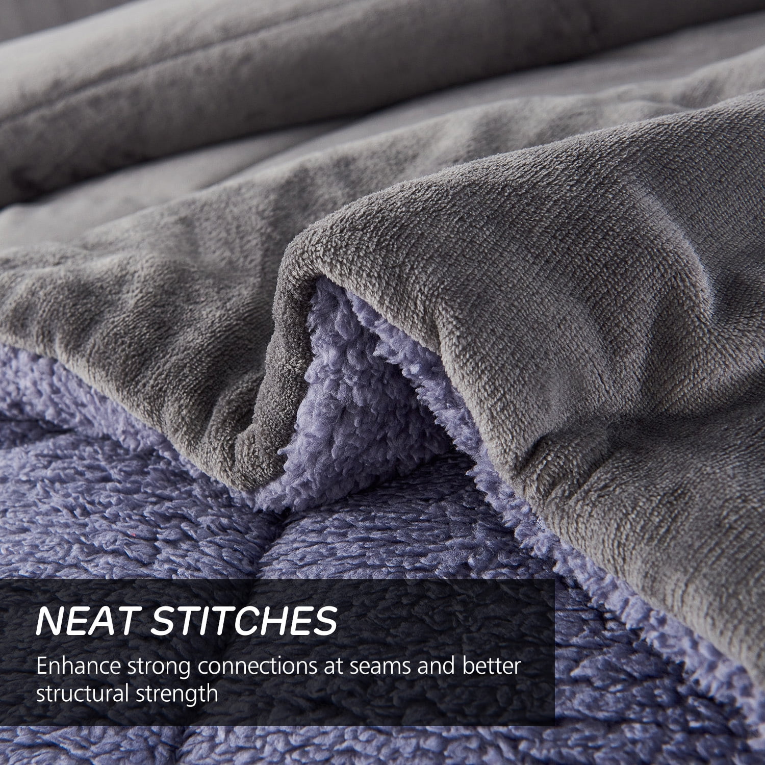 JML Sherpa Fleece Bed Blanket Cal King 3 Pieces,Thick Warm Blanket,Grey,87" x 95",7.5lb