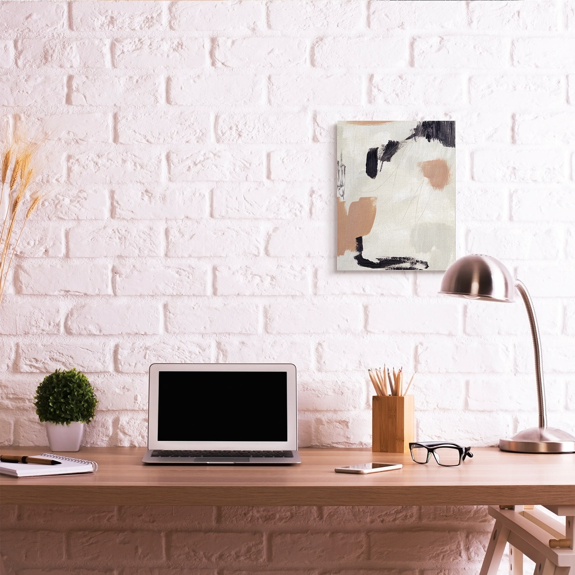Stupell Industries Expressive Abstract Composition Neutral Beige Black Canvas Wall Art, 16 x 20, Design by Victoria Barnes