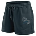 thumbnail image 4 of Women's WEAR by Erin Andrews Black Carolina Panthers Washed Fleece Long Sleeve T-Shirt & Shorts Lounge Set, 4 of 6