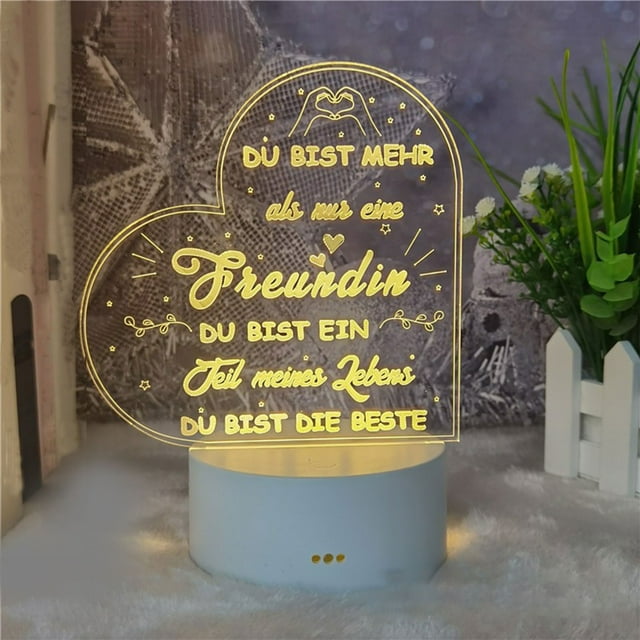 Xihbxyly Lámpara Led Acrílica 3D para El Día de La Madre, Efecto de Luz Blanca Cálida, Alimentada Por Usb o Pilas, Ahorro de Energía, Decoración Romántica para Una Noche Romántica, Regalo para Dormit