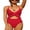 Red, variant on Women's V Neck One Piece Swimsuits Ruffled Lace Up Monokini Swimwear