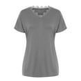 thumbnail image 4 of Idoravan Women's Plus Size Tops Women Fashion Casual Solid Color V Neck Lace ing Short Sleeve T-shirt Top Blouse Pullover, 4 of 8