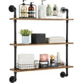 thumbnail image 1 of VEVOR Industrial Pipe Shelf, 3 Tier 32x7.87in, Wall-Mount Floating Rustic Wood Shelves Bracket Display Bookshelf, Storage Rack Sundries Holder for Kitchen Bedroom Bathroom Living Room, Black, 1 of 8