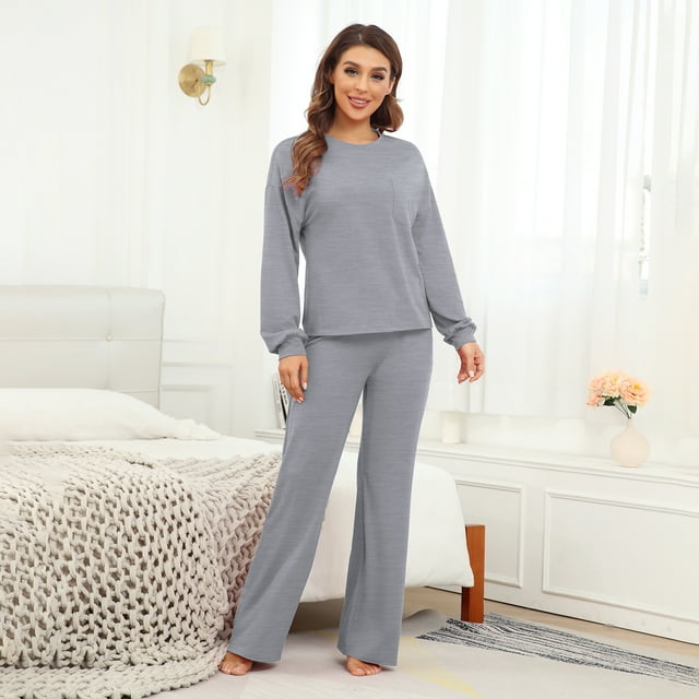 Tops Pantalones Ropa De Dormir,Conjunto De Pijamas para Mujer Pijamas De Pieza De Ropa De Dormir De Manga Larga Suave Máxima Confiabilidad
