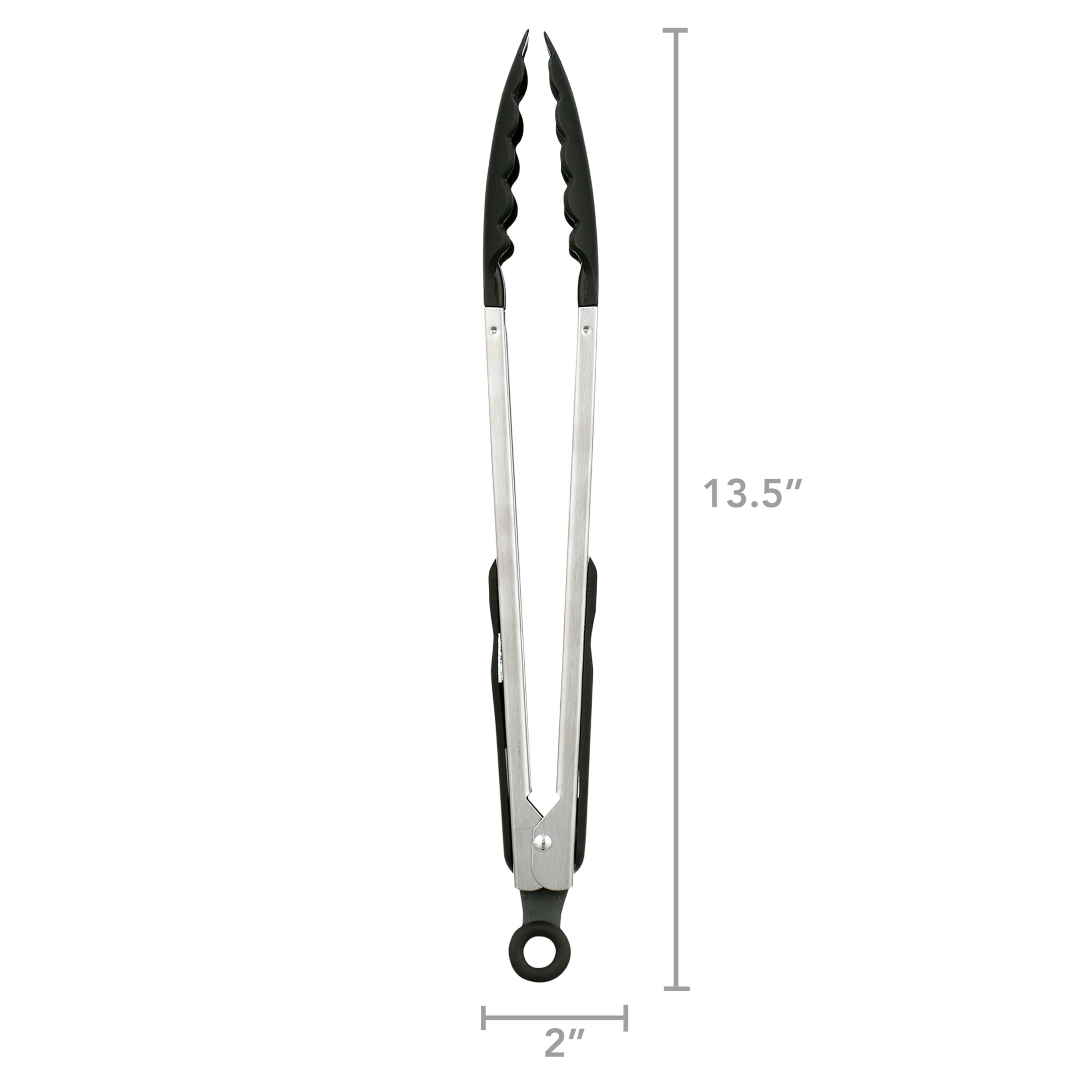 Mainstays Stainless Steel and Black Dripless Tongs