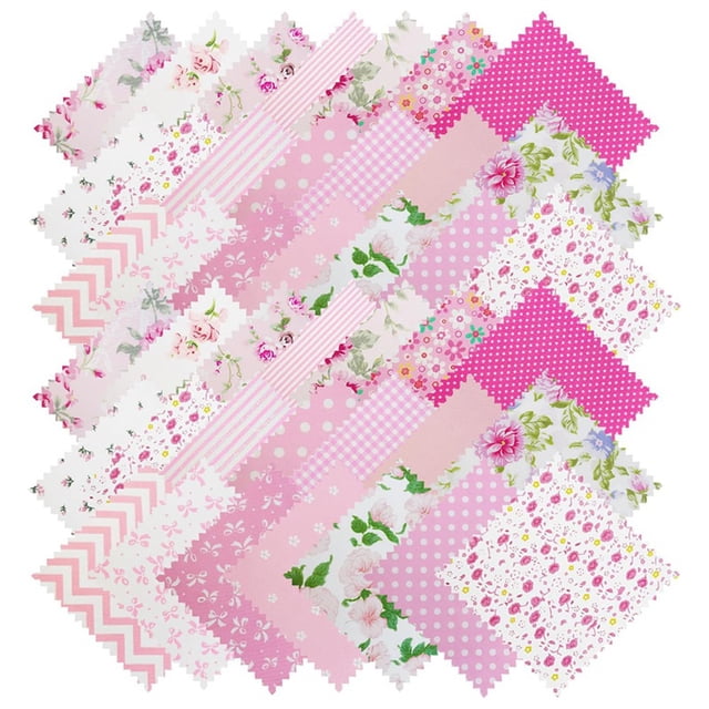 42 Cuadrados de Tela Floral Rosa de 5,2 Pulgadas para Acolchar, 100 % Algodón.