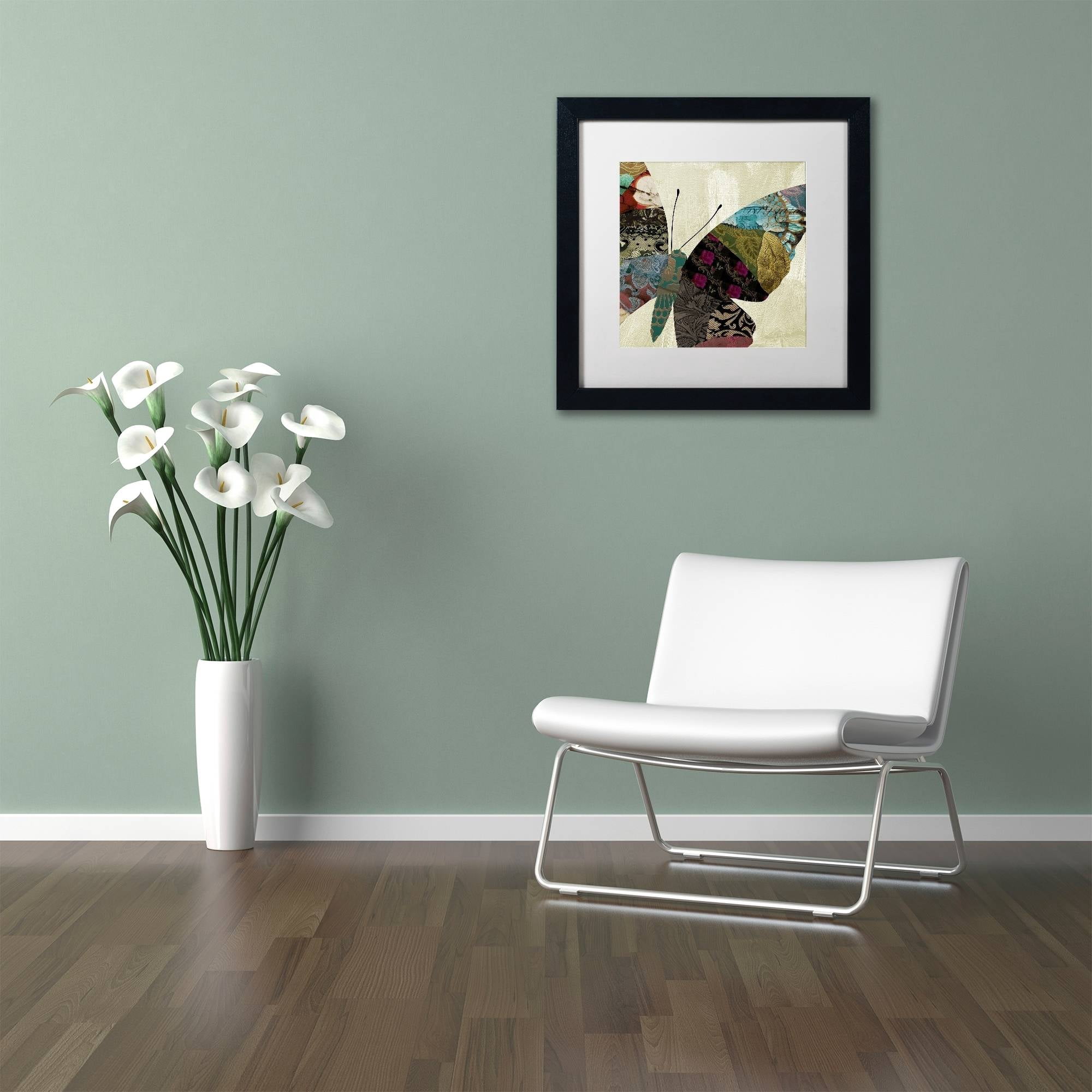 Trademark Fine Art "Butterfly Brocade IV" Canvas Art by Color Bakery White Matte, Black Frame