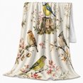thumbnail image 2 of Cute Bird Sanctuary, Festive Holiday Scene, Warm Flannel Blanket for Cabin and Lodge with Detailed Artwork with Rich Color Accents, Art Lovers Christmas Gift, Festive Home Decor, 2 of 9