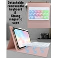 thumbnail image 4 of Funda con Teclado Retroiluminado de 7 Colores con Soporte para Lápiz para Tableta iPad Samsung Android de 9.7-11", Rosa Claro, 4 of 6