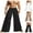 Black, variant on Men's Wide Leg Palazzo Pants Solid Linen Yoga Lounge Hippie Harem Flowy Trousers