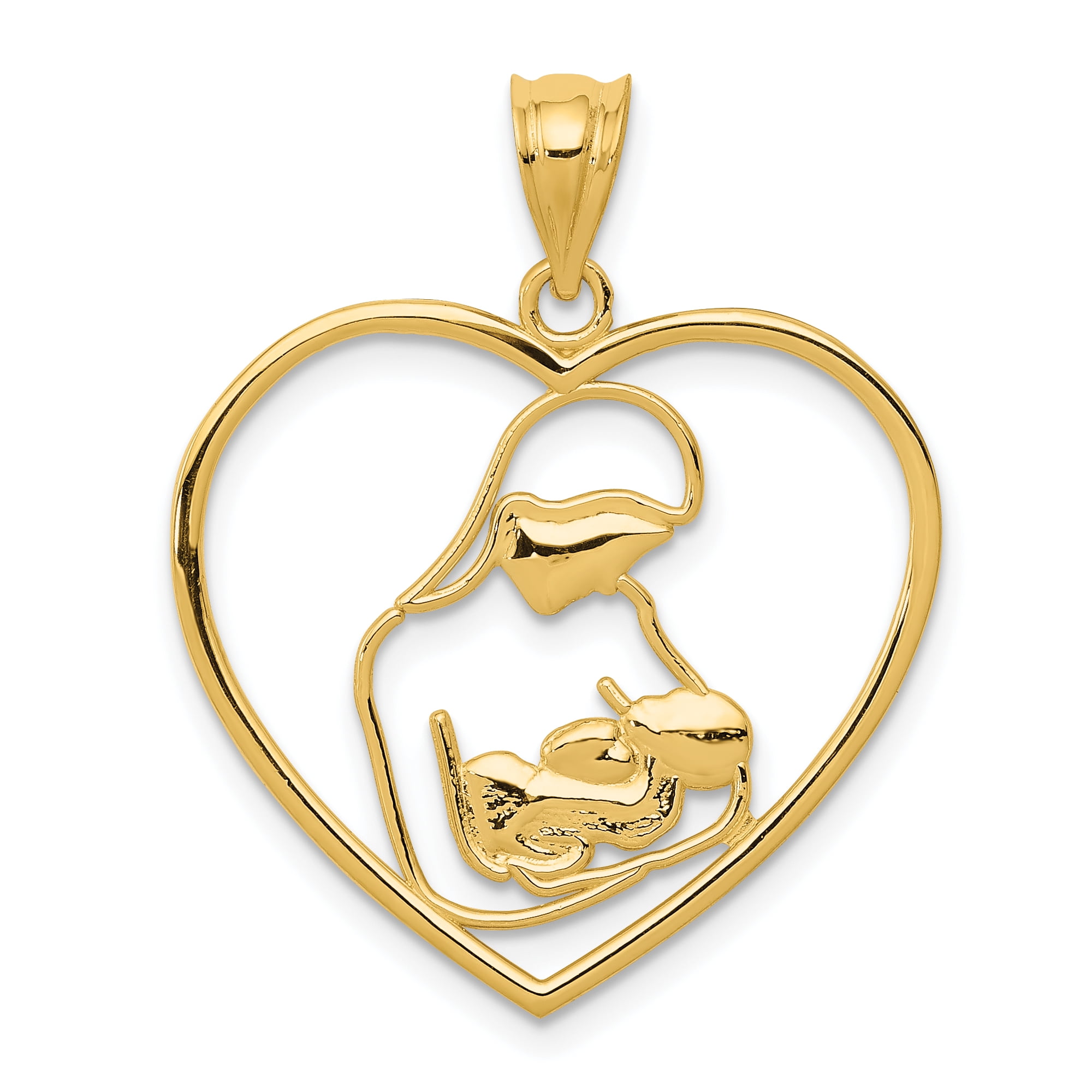 Dainty 18k Yellow Gold MOTHER CHILD Small Pendant Charm
