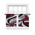 thumbnail image 2 of Black Red Twist Art Sheer Curtains 45 Inches Long 2 Panels Abstract Modern Light Filtering Semi Sheer Window Curtains Drapes for Bedroom Living Room 52"x45", 2 of 7