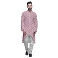 thumbnail image 1 of Atasi Printed Long Sleeve Kurta For Men Button Down Cotton Slub Ethnic Shirt, 1 of 5
