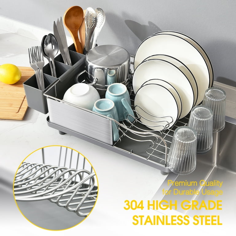 PremiumRacks Large Dish Rack - 304 Stainless Steel - Modern Design - L
