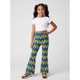 thumbnail image 5 of 5-6Y Girls Colored Flared Pants Digital Print Trousers Slim-Fit Wide Leg Flare for Spring Summer Autumn, 5 of 6
