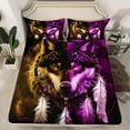 thumbnail image 2 of Feelyou Western Wolf Animal Queen Sheet Sets for Kids, Bohemian Mandala Flat Sheet, Mystic Dreamcatcher Queen Fitted Sheet, Ultra Soft Bedroom Decor, 4-Piece, 2 of 7