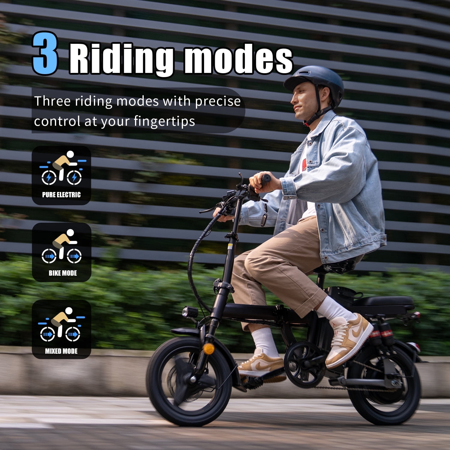 Electric Bike for Adults,  Electric Bicycle with 48V Removable Battery,14" Folding Ebike, 20MPH,30+ Miles(MAX),500W High Motor,Multi-Shock Absorption,UL 2849,Commuting Mini E Bikes