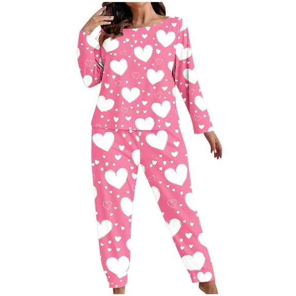 FDGIU ‌‌‌‌Women's Plus Size Pajama Set - 2 Piece Long Sleeve Pjs Button Down Shirt